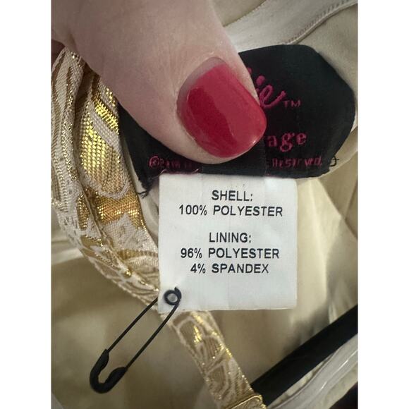 UNIQUE VINTAGE x BARBIE Gold Evening Splendor Metallic Brocade Wiggle Dress - S - Picture 5 of 6